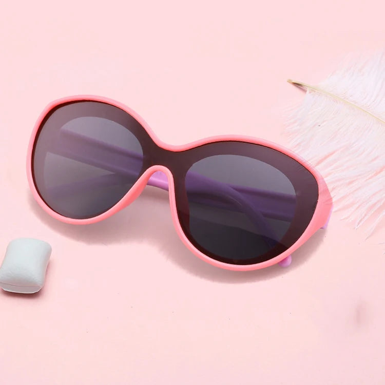 DOISYER 2020 Korean Trendy Kids Silicone Sunglasses White Custom Print with Blue and Gray Frames for Girls