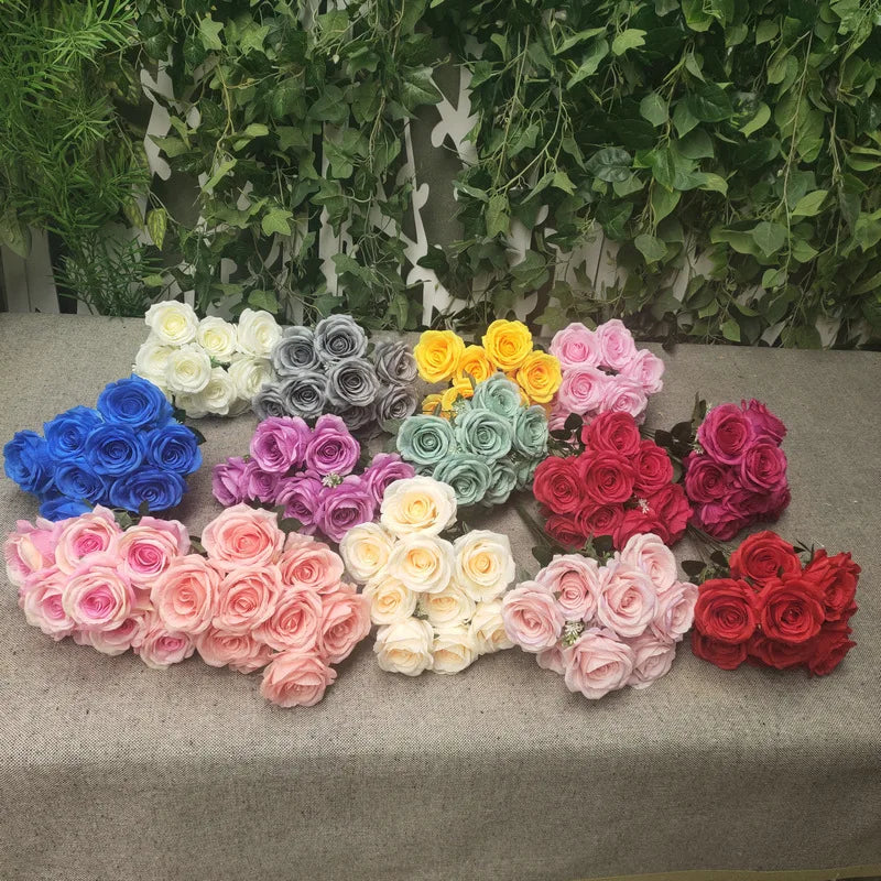 The New 10 Head Artificial Rose Bouquets Are Used for Home Wedding Props Decoration