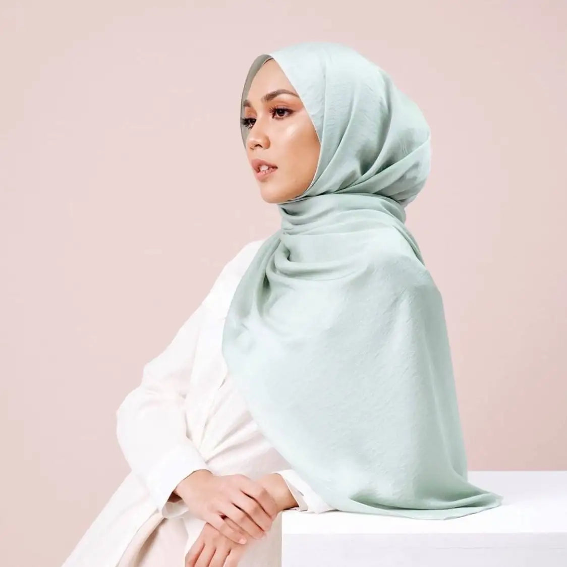 Premium Satin Silk Long Scarf Ethnic Style Muslim Women Velvet Satin Silk Hijiab