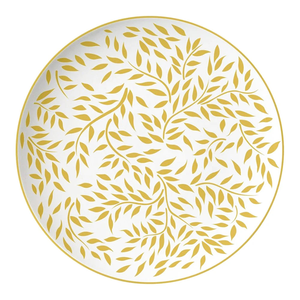 European Simple Leaf Pattern Bone China Durable Ceramic Tableware Includes Dinner Plate for Wedding Parties and Restaurants