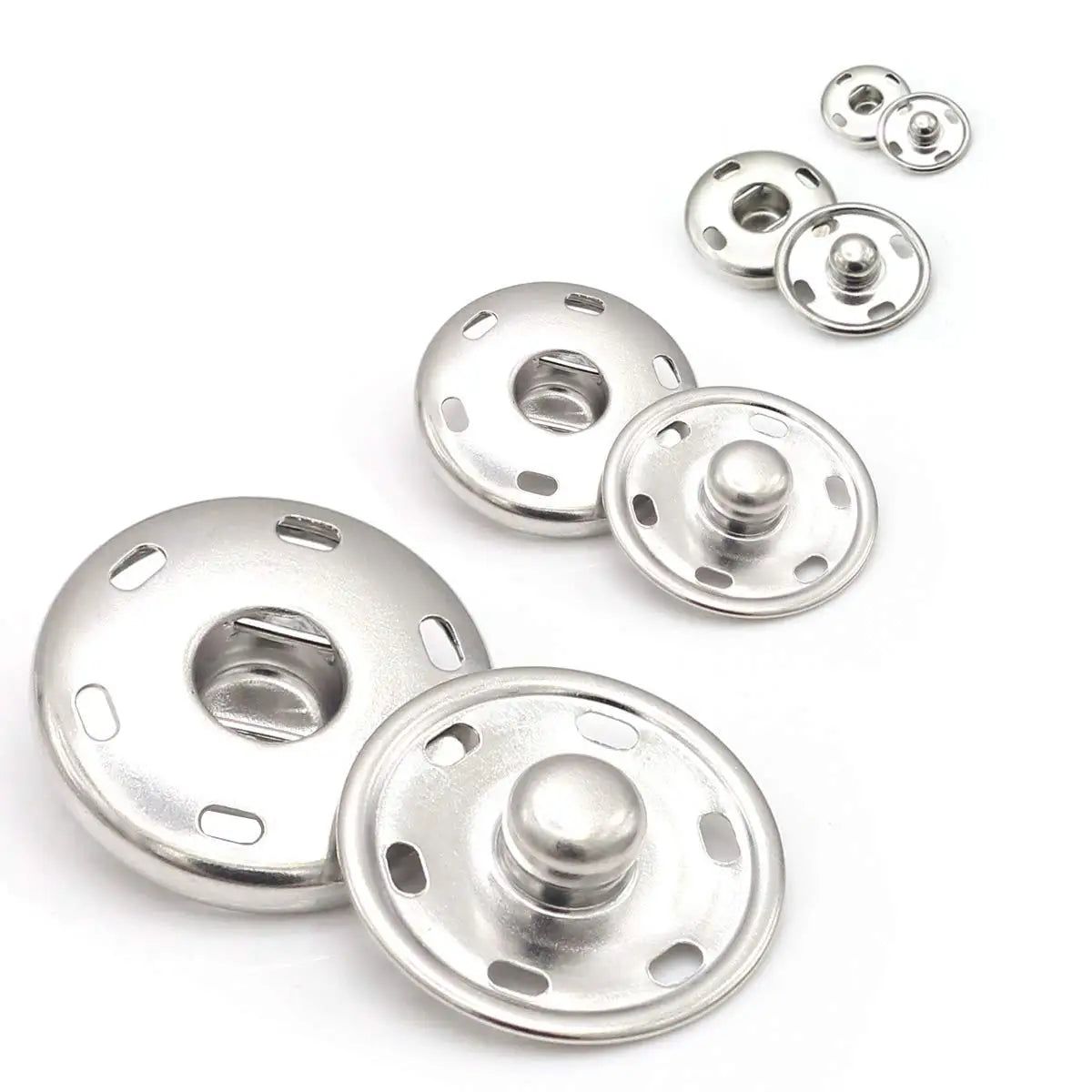 Metal  Snap Buttons Snap Fastener Durable Press Studs Buttons for Sewing Clothing 4 Sizes