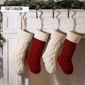 18" Large Cable Xmas Stockings Classic Burgundy Red Ivory White Chunky Hand Stockings Knit Christmas Stockings