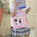 Retro Plaid Women's Quilted Shoulder Bag Cute Dog Button College Girls Commute Shopping Bags Large Capacity Ladies Casual Tote