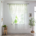 Ready Made Green Willow White Tulle Panel Drapes Salix Leaf Sheer Curtain with Rod Pocket for Living Room Cafe Balcony