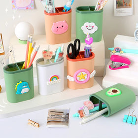 Creative Kawaii Pen Holder with Personality Cartoon Design Plastic Kawaii Pen Stand