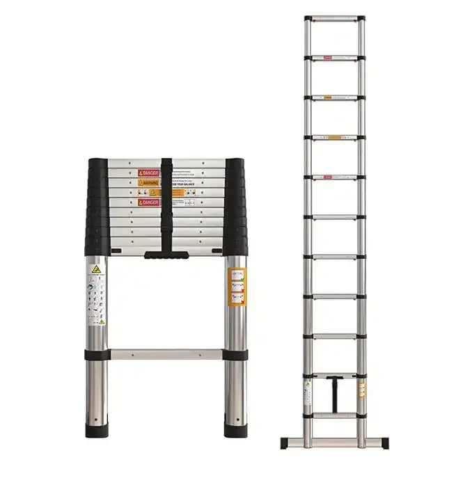 Yy T-380 Heavy Duty Modern Industrial Stainless Steel Telescopic Single Straight Ladders 13 Steps 150kg Load Capacity EN131-6