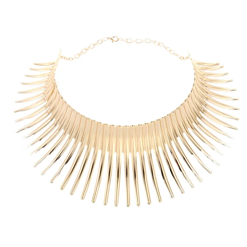 Metal Africa Gold Plated Zinc Alloy Necklace for Women Big Statement Alloy Chain Link Type for Anniversaries