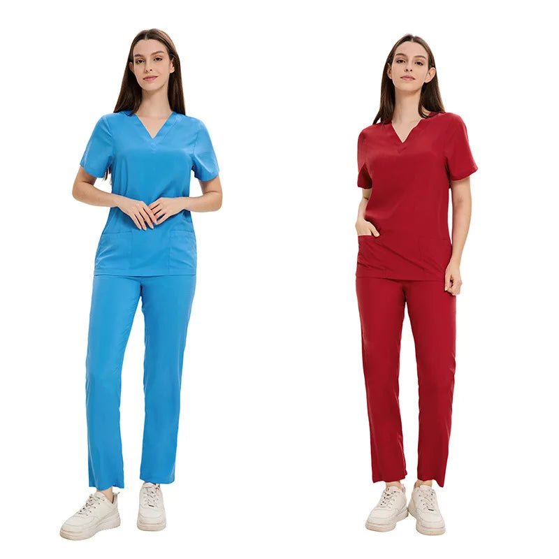Quick-Drying New Medical Scrub Nurse Top Set Short Sleeve Nurse Clothing Surgical Scrub