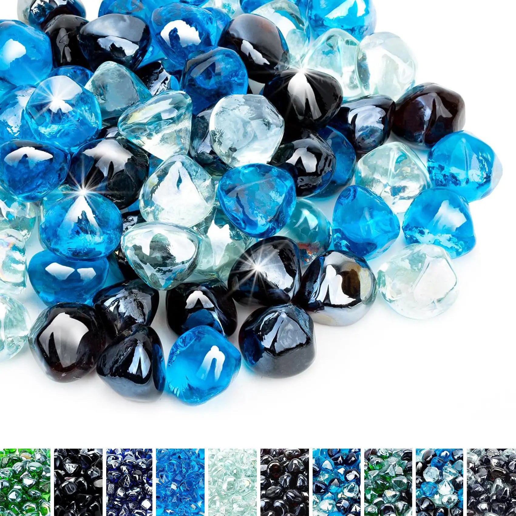1/2 Inch Reflective Fire Glass Diamonds Fire Pit Fireplace Landscape Decor Stained Tempered Glass Rocks Bulk Supply Bathroom