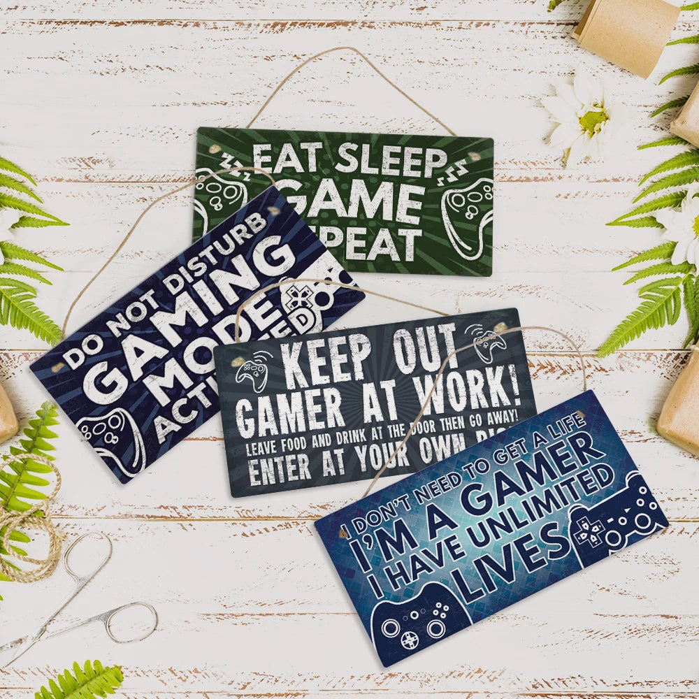 Putuo Decor Game Wooden Wall Sign Art Wooden Plaque Hanging Wall Sign Gaming Zone Decoration