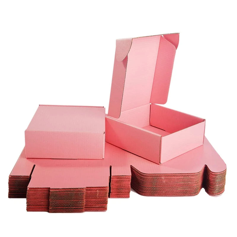 wholesale recycled paper box Low moq custom logo shipping box pink 6x6x6 cardboard mail boxes