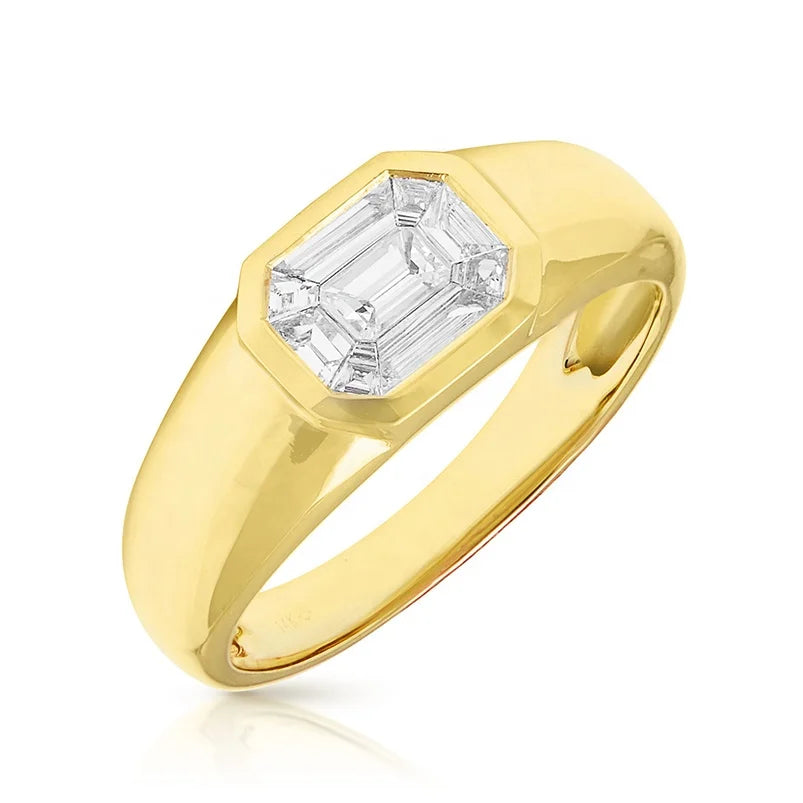 Gemnel Private Custom 925 Silver 18k 0.1 Micronsgold Vermeil baguette Diamond Band Ring