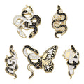 Butterfly Snake Hard Enamel Pins Punk Gothic Animal Cartoon Brooches Lapel Badges Clothes Backpack Accessories Jewelry Gift