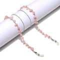 Natural Stone Rose Quartz Metal Chain Sunglasses Strap Eyeglasses Holder Accessories Cords Chains 70cm Eyeglasses Holder