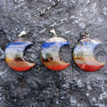 Natural Crystal Stone Moon Pendant Necklace Chakra Healing Stones Crescent Moon Pendant