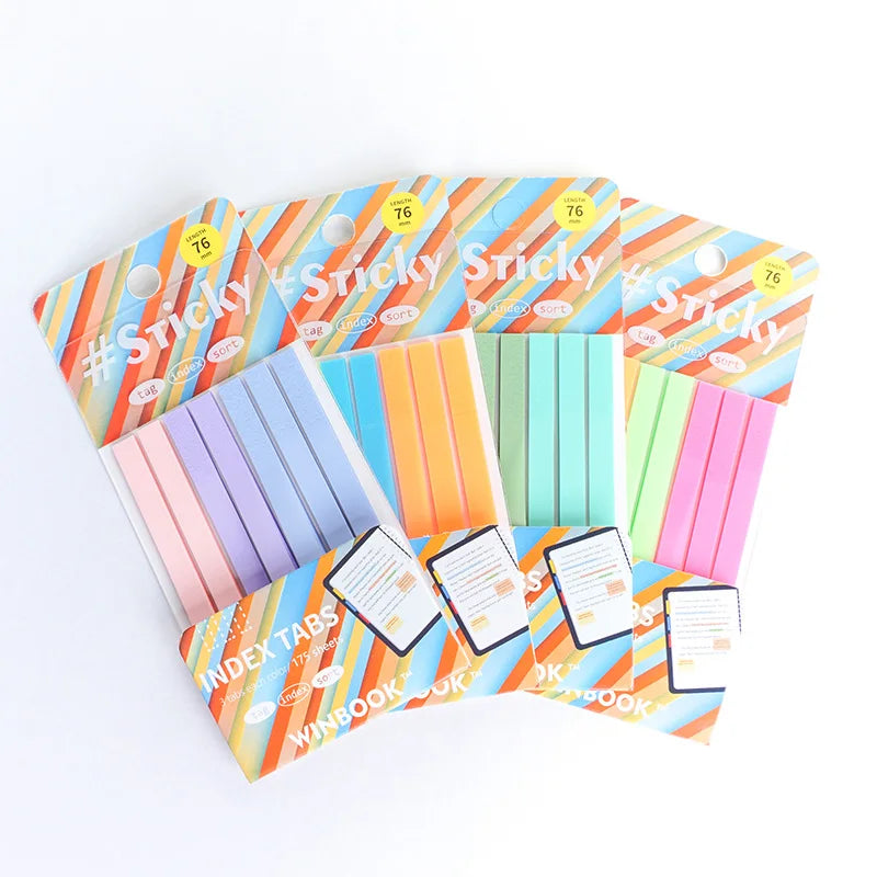 New HQ Brand Self-Adhesive Transparent Colorful Memo Pads for Office School Home Use-12.3x5.5 CM