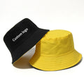 Wholesale Kids Adult Designer Double Side Plain Cotton Embroidery Caps Custom Reversible Fisherman Bucket Hats