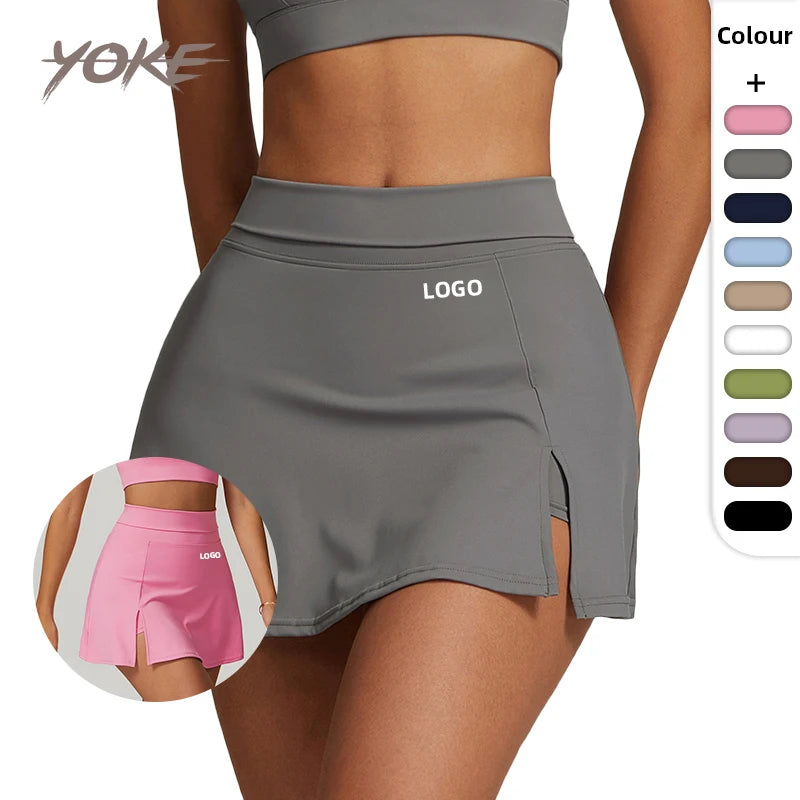 YK Wholesale Yoga Clothes Women New Arrival Custom Logo Color Skirt Shorts High Elastic Pleated Ruffle Cute Golf Skirt