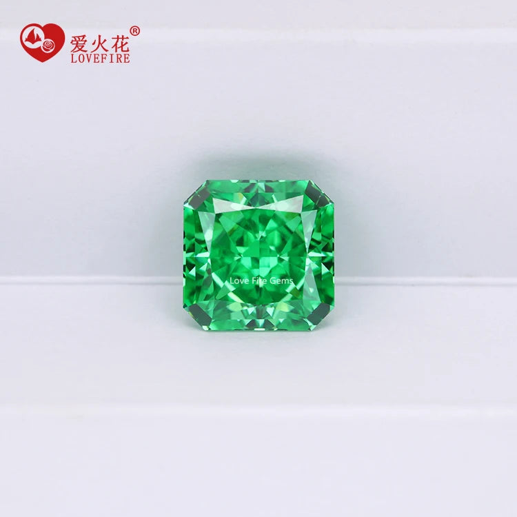 Crushed Ice Cut 5a+ Quality Paraiba Green Loose Gemstone square Cut Corner Cubic Zirconia