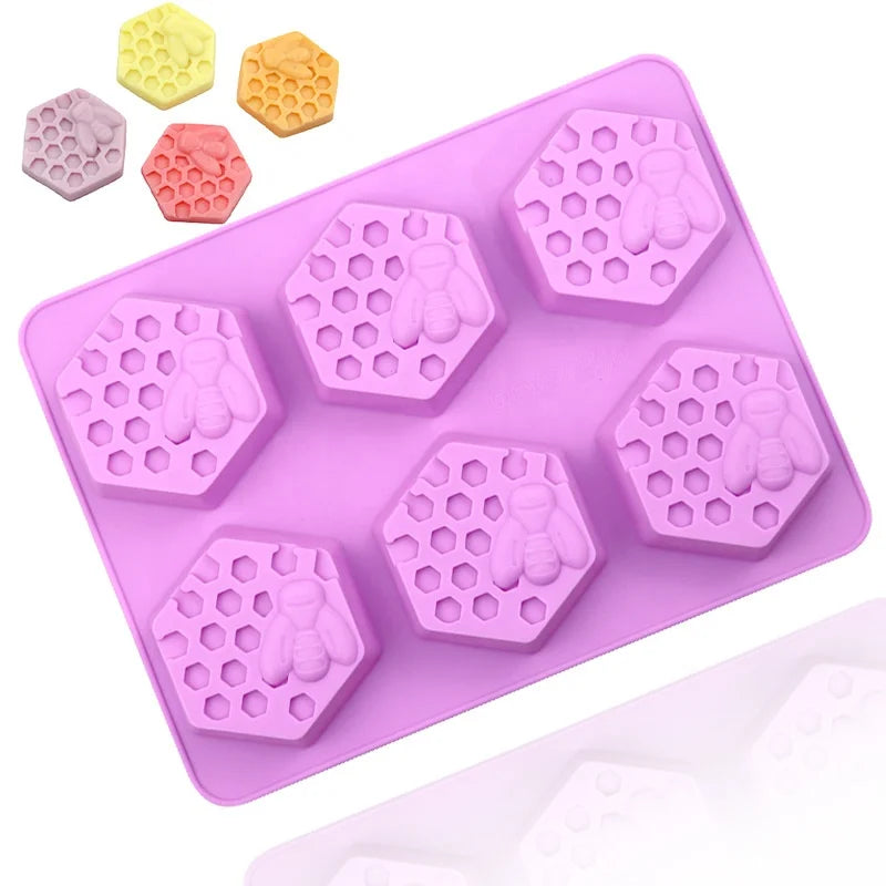 1054 6 Cavity Bee Honeycomb Silicone Cake Mold Household Baking Manual Aromatherapy Essential Oil Soap Mold Soap Candle Resin