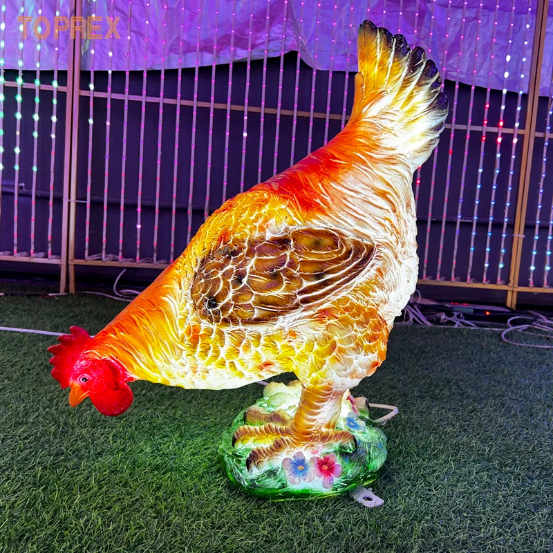 Animal Sculpture Outdoor Garden Courtyard Glass Fiber Large Creative Chicken and Duck Statue Decoration Resin Crafts