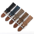 Onthelevel Vintage Canvas and Leather Combined Watch Straps Two Pieces Band Watch with Quick Release Pins Single Ring Classic