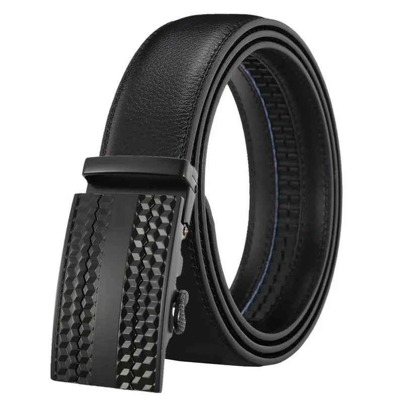 LQbelt New Men's Automatic Buckle Leather Belts for Men Business Wholesale Ratchet Belt Factory Custom logo