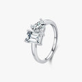 Solid 925 Sterling Silver Promise Jewelry Emerald Heart Cut Sparkle Clear CZ Fashion Rings for Women Wedding Engagement Bands