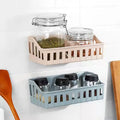 Plastic Wall Mount Storage Rack Basket Perforation-Free Bathroom Shelf for Household Items Kitchen Tools for Spices Food Storage