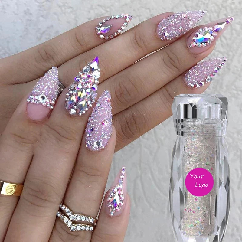 Hot Beads Nail Art Jewelry 1mm Mini Micro Crystal Bead Mixed AB Nail Rhinestones DIY Bottled Pixie Crystals for Nails