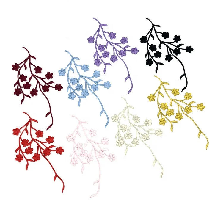 Wholesale Small Flower Embroidered Patches Lace Applique Iron on Shirt LT2448A