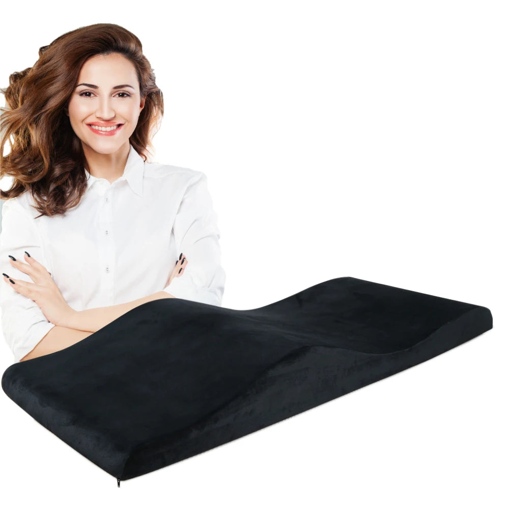 Modern Velvet Lash Bed Mattress in Black Wholesale Curved Beauty Extension Memory Foam for Hotel and Bedroom Use