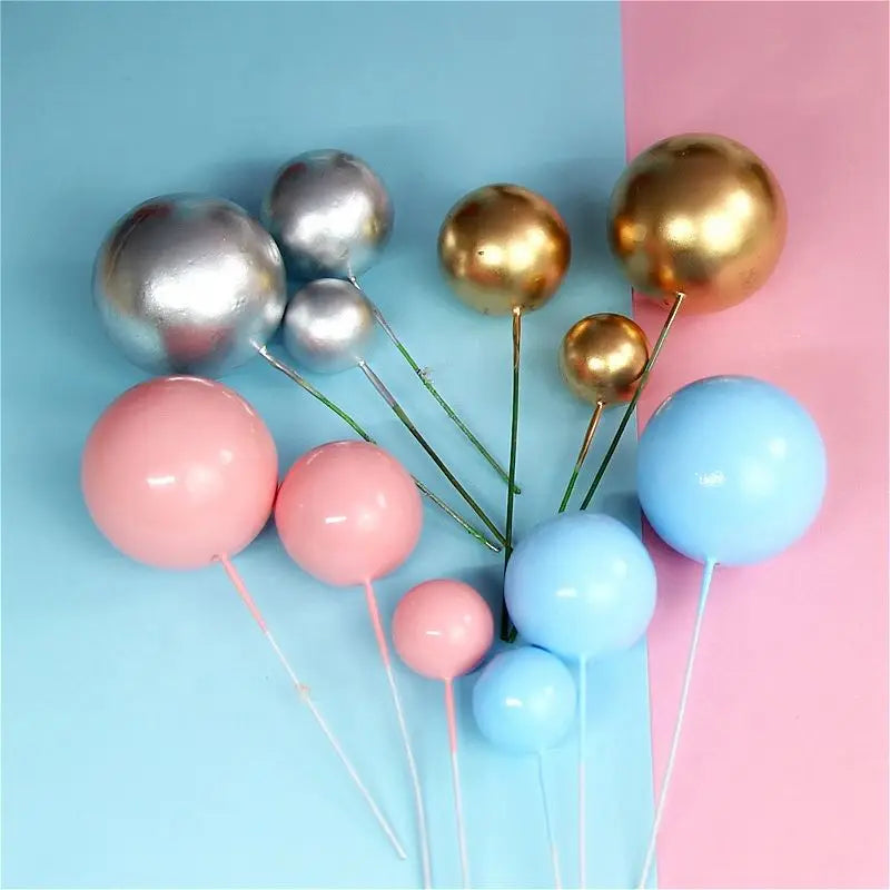Mini Balloon Cake Topper Foam Ball Cake Picks Cupcake Faux Pearl Balls DIY Cake Topper Baking Decoration Babay Shower X4143