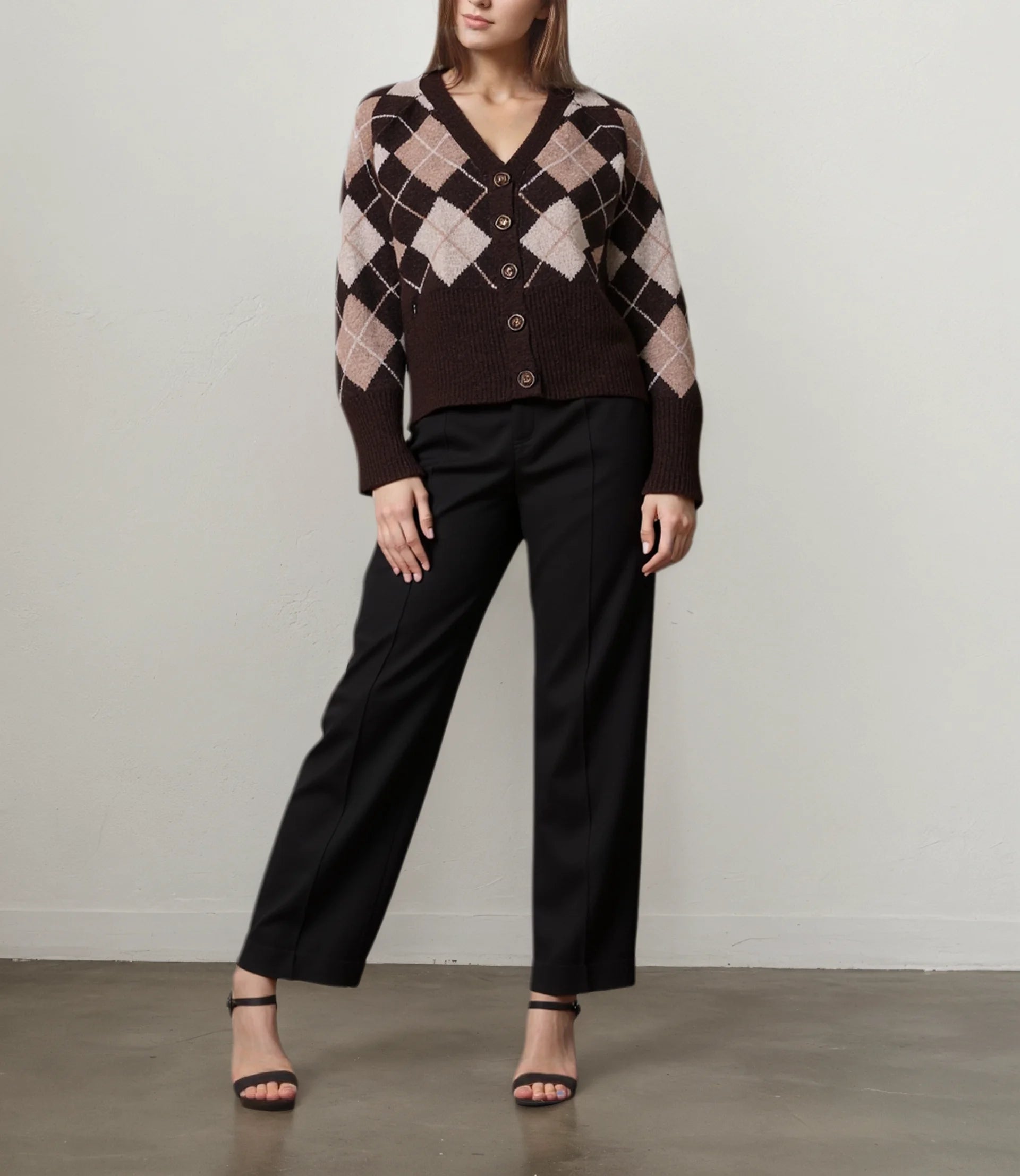 Wholesale New Trends Women's Winter Cardigan Pattern Decor V-Neck Warm Knitwear Sweaters