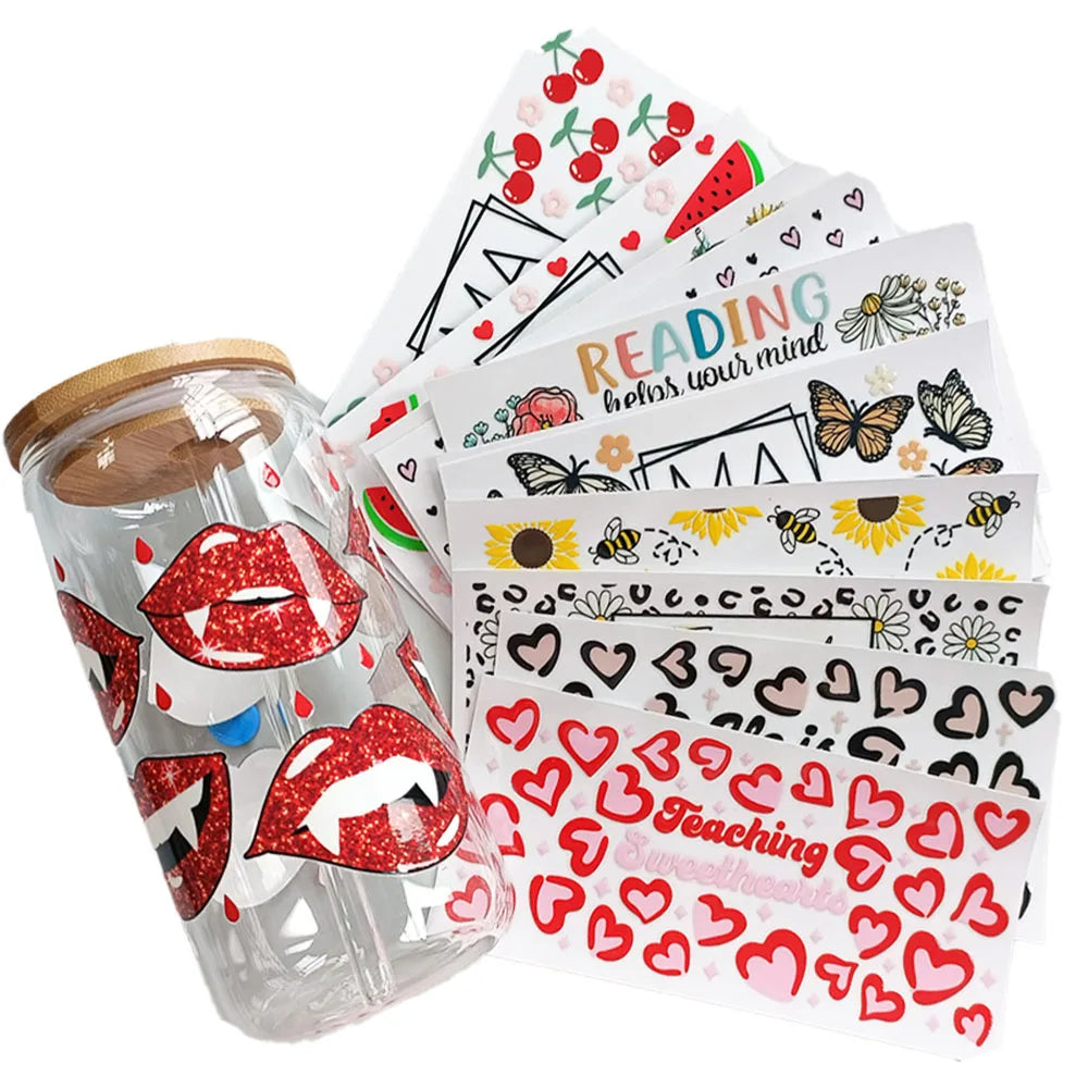 Factory Sale Uv Dtf Libbey Cup Wrap Wholesale Transfers Custom Uvdtf Cup Wraps Transfers for 12oz16oz 20oz Glass Cup
