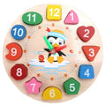 Cartoon Animal Educational Wooden Beaded Geometry Digital Clock Children's Teaching Clocks