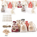 Cotton Linen Christmas Advent Calendar Bag Customized Logo Christmas Countdown  Hanging Bag for Gift Jewelry Candy Home Decor