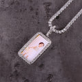 European and American Photo Memory Small Square Frame Medal Solid Pendant Hip Hop Jewelry Necklace for Women Men Gifts