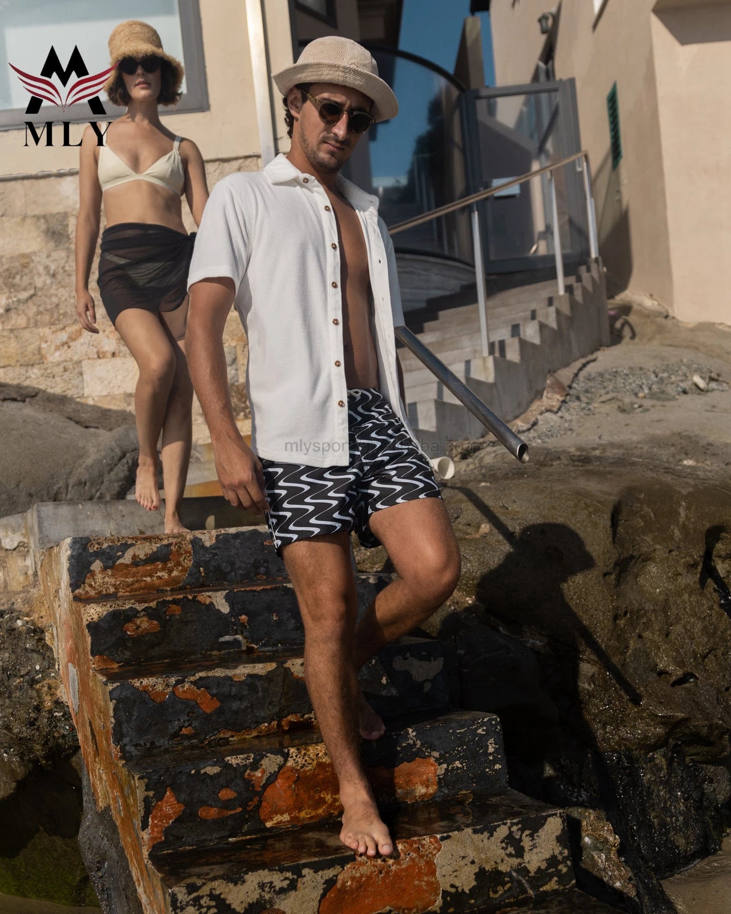 Mens Swimwear Beachwear Manufacturer Custom logo Swimsuit Stretch Swim Trunks