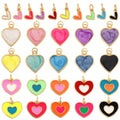 Trendy Colourful Enamel Dripping Oil Love Heart Charm PendantCute Rainbow Round Coin Jewelry Necklace Accessories Supply L28