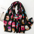 Wholesale Newest Arrival Fashion Animal Pattern 100% Viscose Printed Shawls Soft Cotton Feelings Cute Owl Printed Scarfs Women