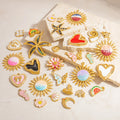 G3962 Wholesale Summer Trend Flower Heart Shape Pendant DIY Charm 18K Gold Plated Stainless Steel Accessories Fashion Jewelry