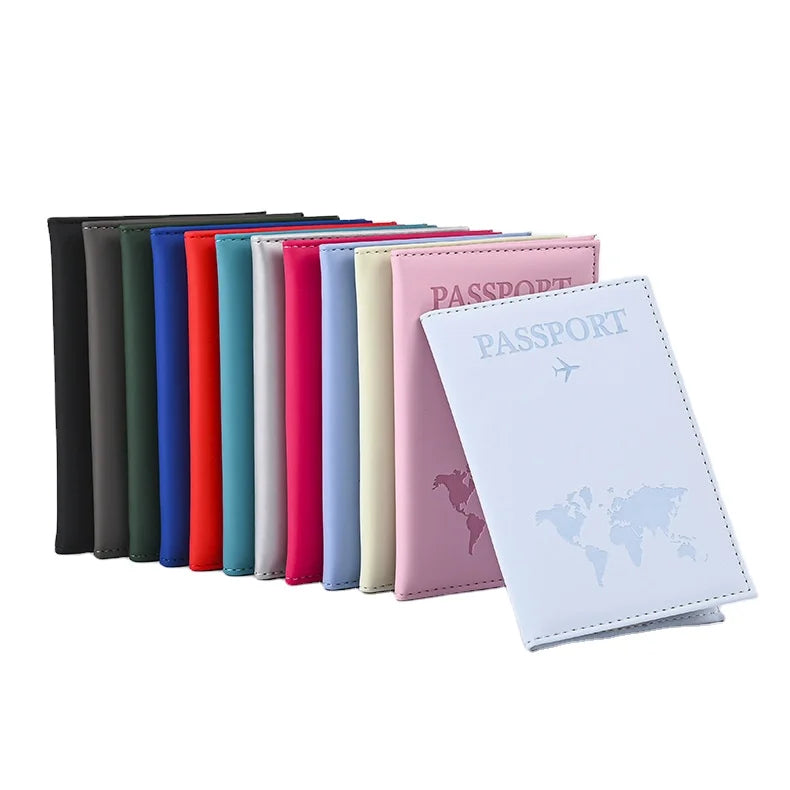 Factory Price Fashion Solid Color PU Leather Waterproof Passport Holder Cover for Travel Trip Can Custom Logo Packaging New