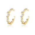 Latest Luxury 14K Gold Plated 925 Sterling Silver C-Shape Cuff Earrings with Zirconia Diamond Stone for Parties Trendy Design