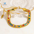 SUMMLY Trend Wholesale Triple Zirconia 18K Gold Plated Stainless Steel Bracelet Handmade Fashion Jewelry Manufacturer