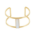 PVD 18K Gold Plated Stainless Steel Jewelry Geometric H Letter Design Shell Open Bangle for Women Punk Cuff Bracelet B232375
