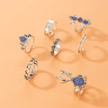 Wholesale 7 Pcs/Set Gemstone Crystal Cross Rings Vintage Geometric Love Crown Ring Set Imitation Stone Set of Seven Rings