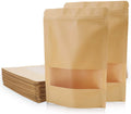 50pcs Heat Sealable Kraft Stand up Pouches 4.7x7.8 Inch Reusable Ziplock Sealable Kraft Bags With Matte Window