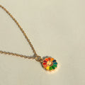 2022 Dazan New 18k Gold Plated Tarnish Free Stainless Steel Colorful Epoxy Sunflower Pendant Necklace Trendy for Men Women