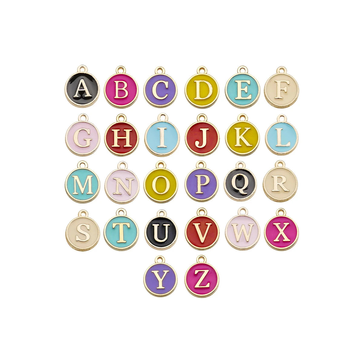 Hot Selling 26English Letter Enamel Alloy Metal Charms for DIY Earrings Necklace Bracelets Jewelry Accessories Charm Pendant